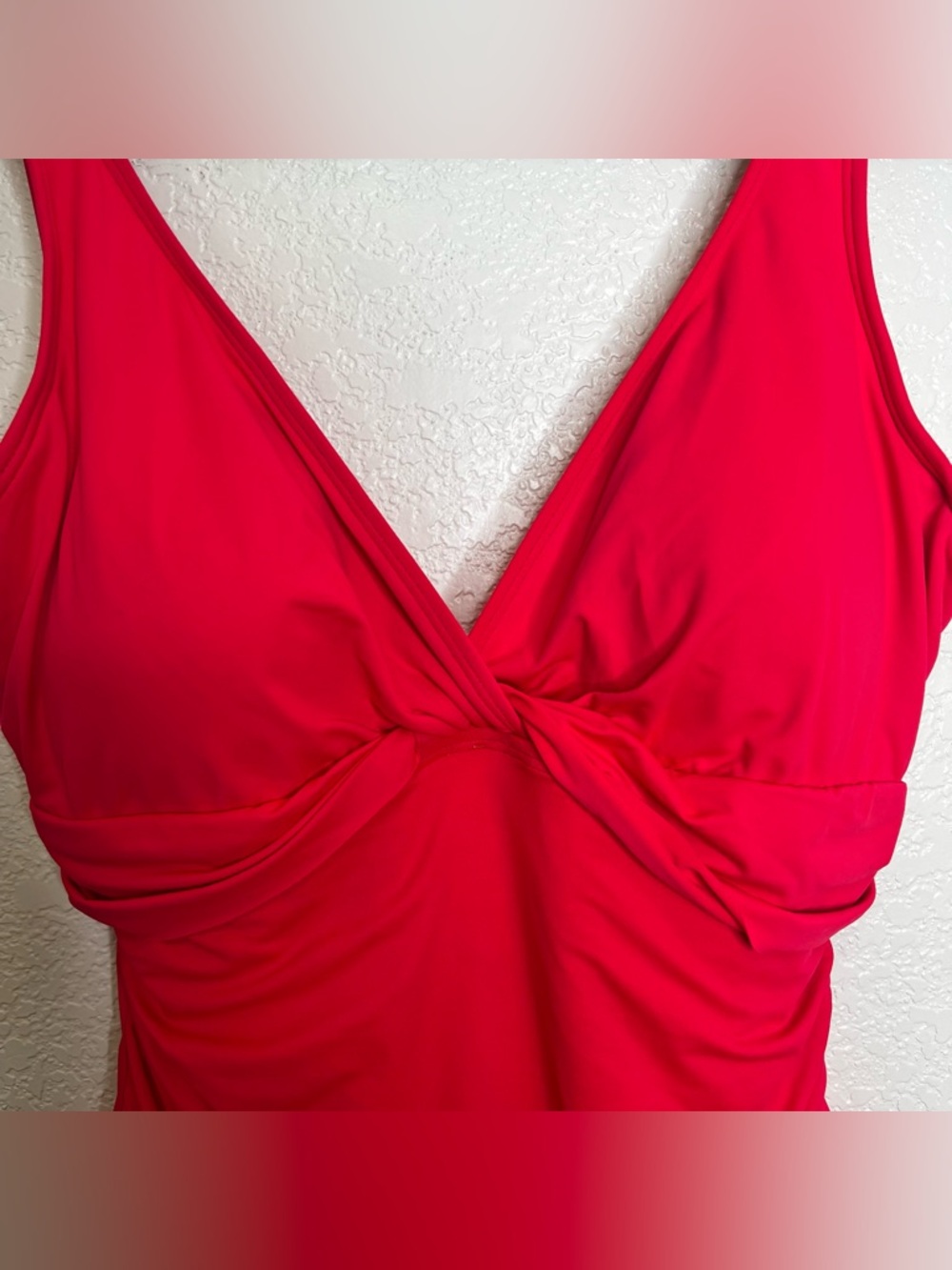 Ralph Lauren Womens One Piece Swimsuit Twist V-Neck Sz 14 L Red Orange Beach - Picture 3 of 9